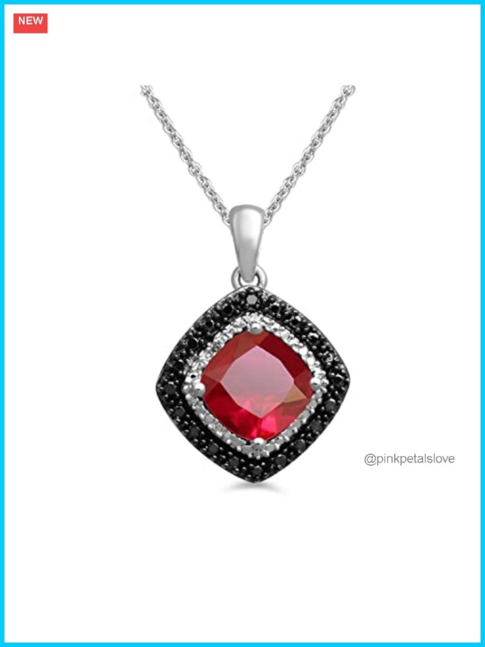 Sterling Silver Diamond Cushion Pendant Necklace